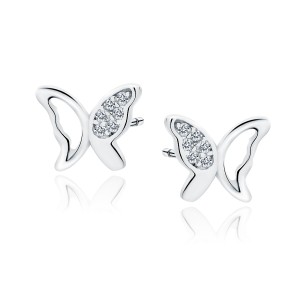 Cercei argint cu fluture si pietre DiAmanti Z1851ER_W-DIA (Argint 925‰ 0,8 g.)